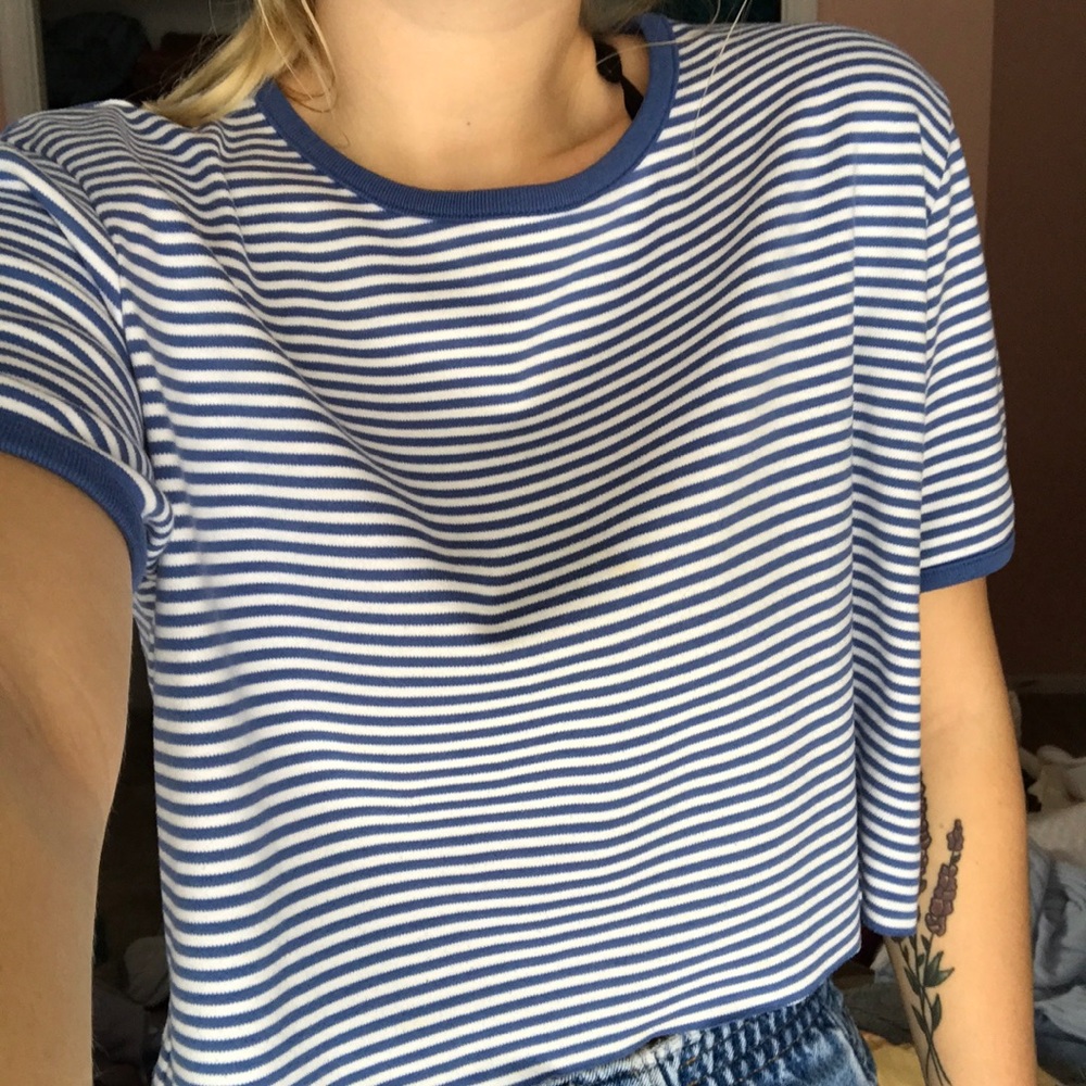 Blue and white striped shirt